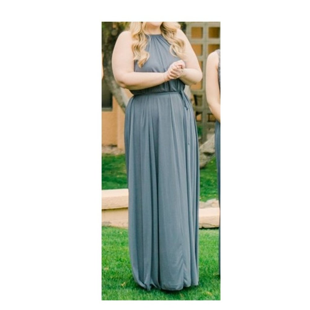 David's Bridal- Pewter Chiffon Floorlength Bridesmaid Dress